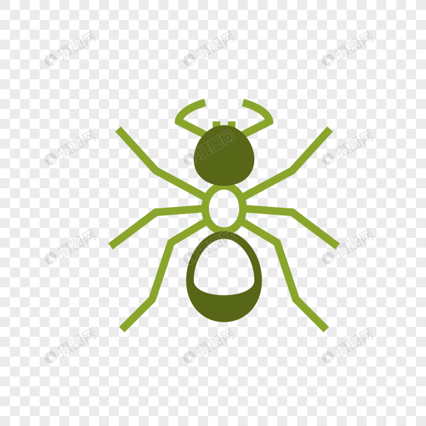 动物类卡通手绘风绿色蚂蚁图片
