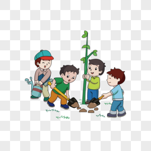 植树节男孩种树高清图片