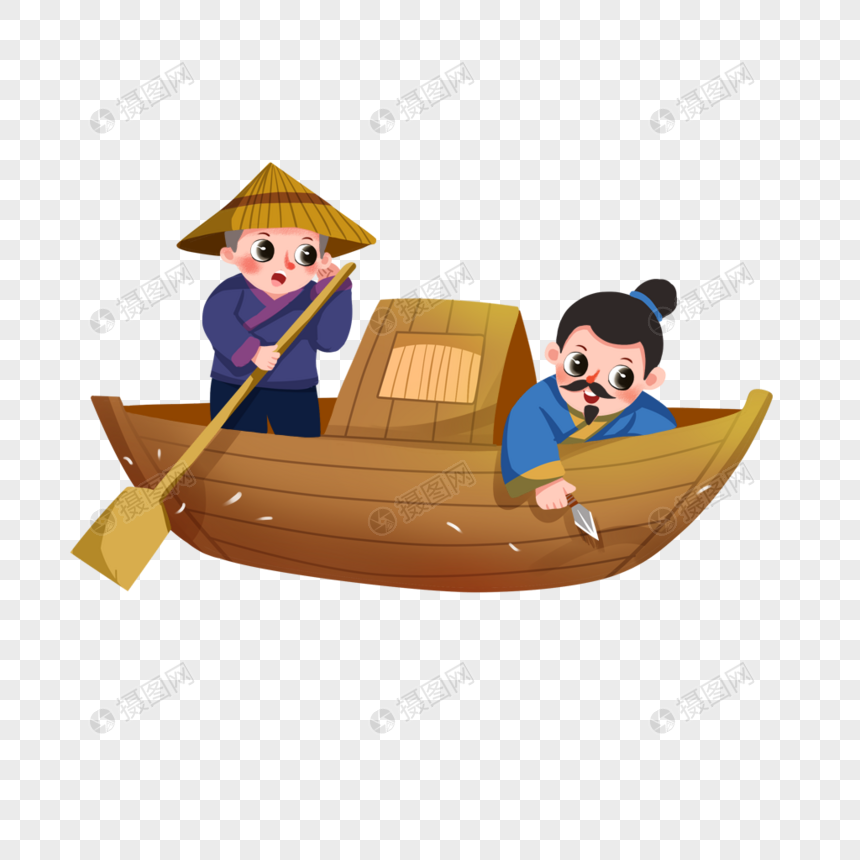 手绘/卡通元素 刻舟求剑.