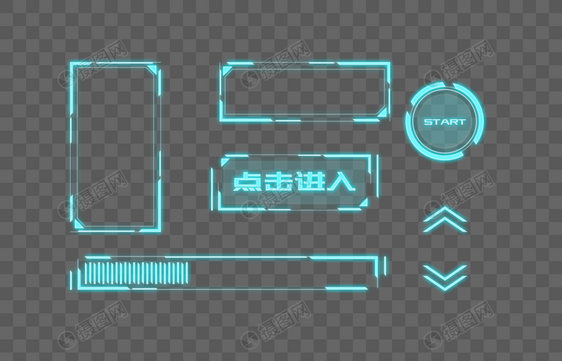 科技发光边框按钮图形图片