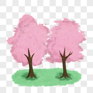 两棵樱花树图片