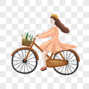 骑自行车春游的女孩图片