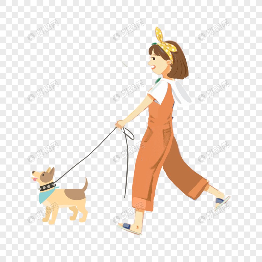 遛狗的女孩