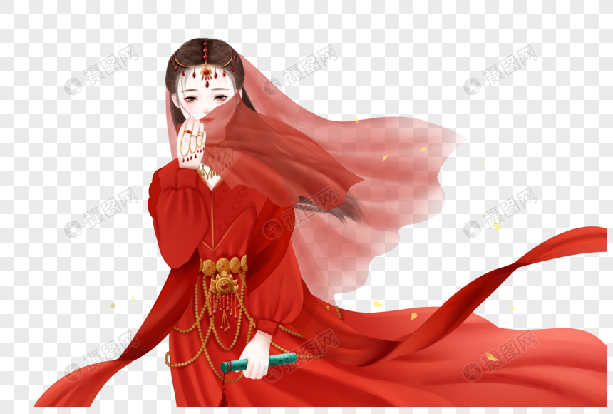 免抠元素 手绘/卡通元素 古风西域红衣姑娘.png