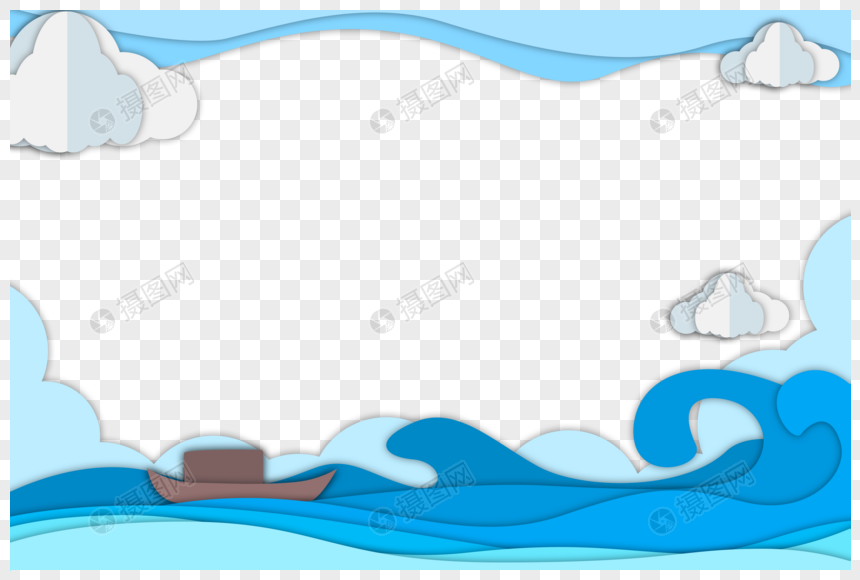 海洋风剪纸边框