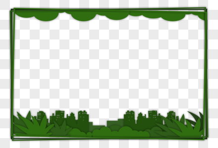 绿色城市剪纸边框图片