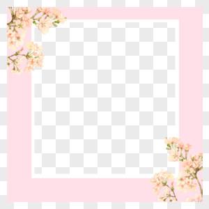 春季边框粉色鲜花边框高清图片