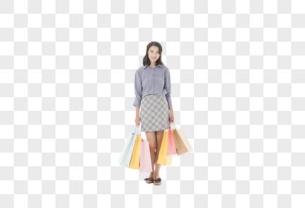 购物的女性购物袋高清图片素材