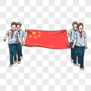 升国旗的学生图片