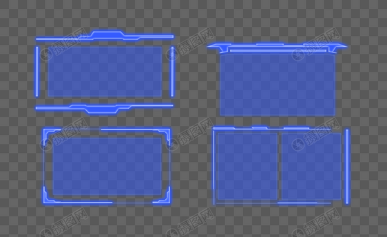 未来科技风格蓝色边框对话框图片