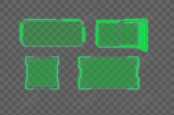 荧光绿未来科技风对话框边框元素图片
