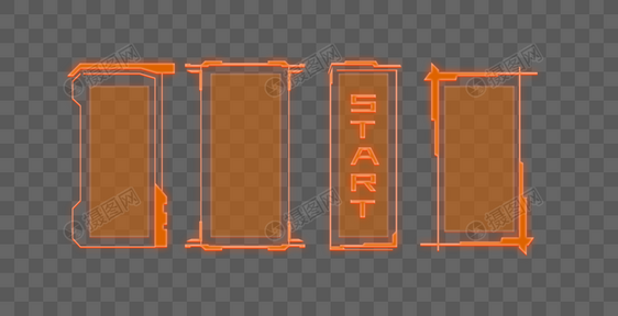 荧光橙色未来科技风对话框边框元素图片