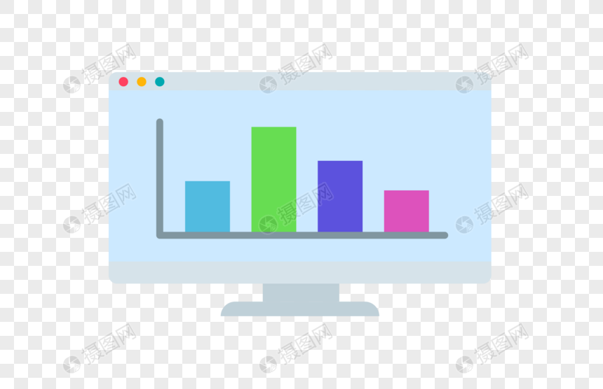 电脑网页柱状图数据分析图标元素图片