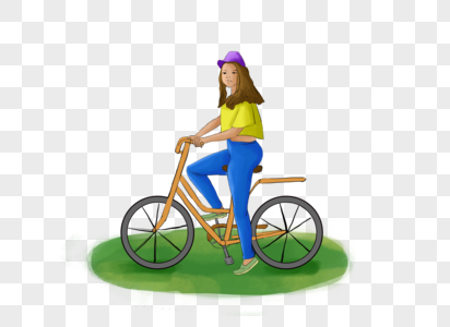 踏青骑自行车的女孩图片