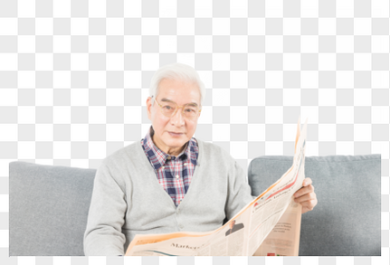 老人看报纸和蔼高清图片素材
