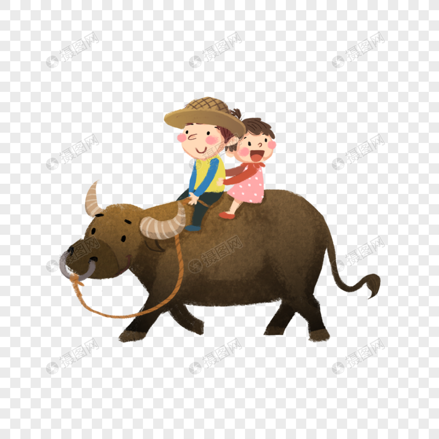 骑着牛的人图片