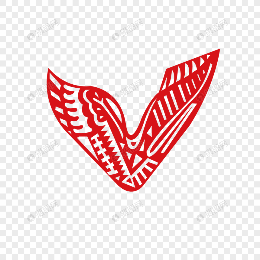 剪纸风字母V元素素材ai格式_设计素材免费