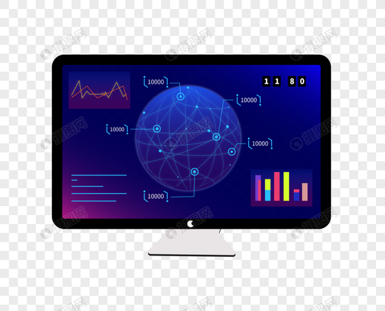 球形线性数据化显示电脑屏科技感图片