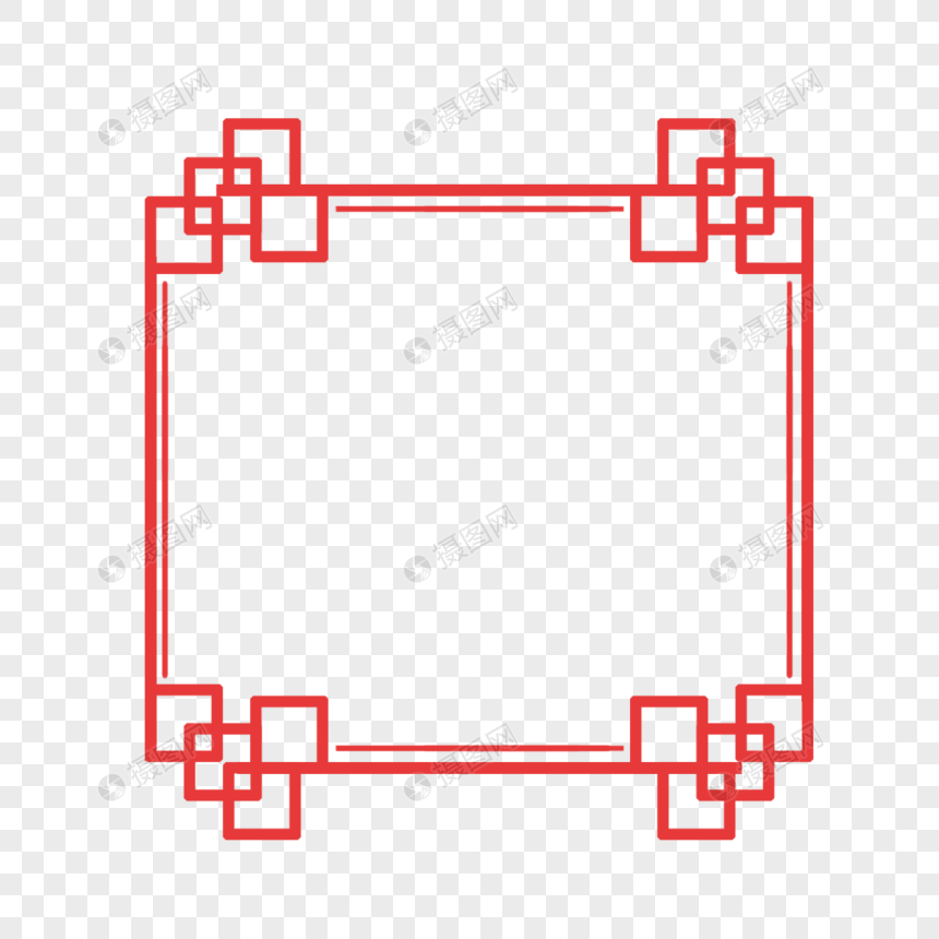 红色边框剪纸装饰图片
