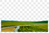 绿色平原的小溪流图片
