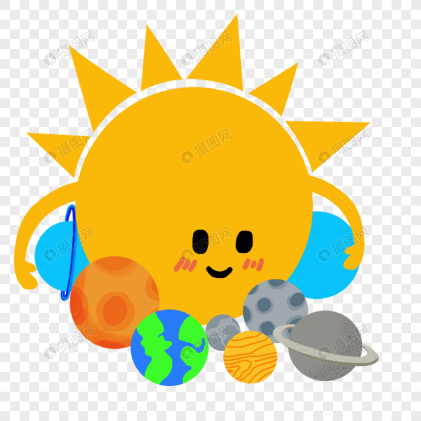 可爱温暖拥抱的银河系小星球