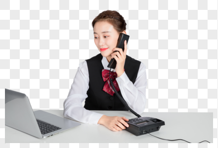 接电话的客服美女图片素材