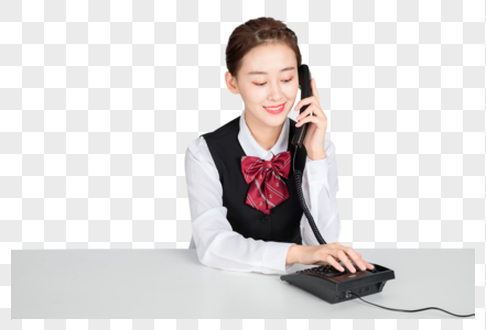 接电话的客服美女图片素材
