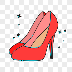 扁平女士红色高跟鞋手绘高跟鞋高清图片素材