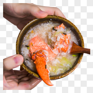 鲜美蟹肉海鲜粥高清图片