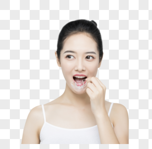 口腔牙齿护理的女性图片