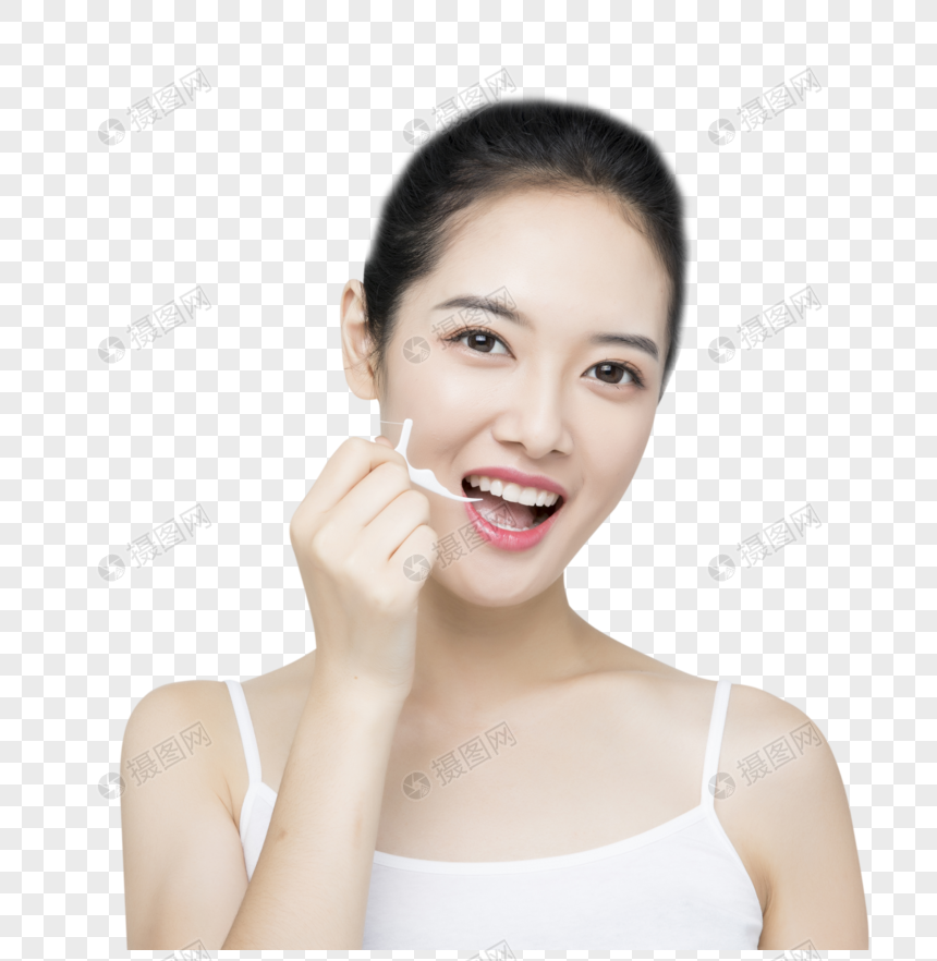 口腔牙齿护理的女性图片