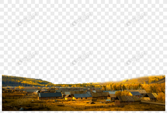 夕阳下的村落图片