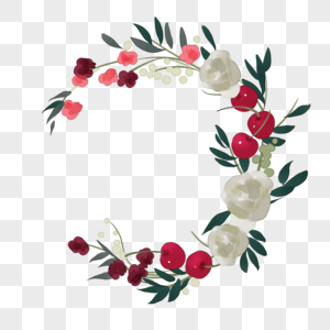 白色玫瑰小清新花环装饰图片
