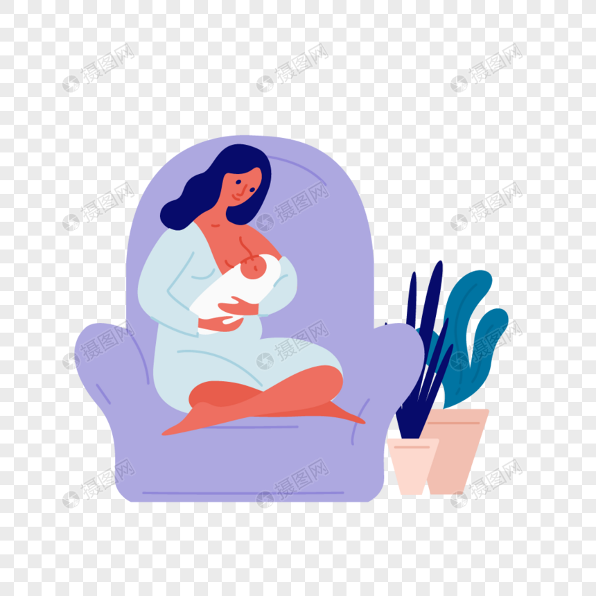 手绘/卡通元素 手绘孕妇哺乳元素.