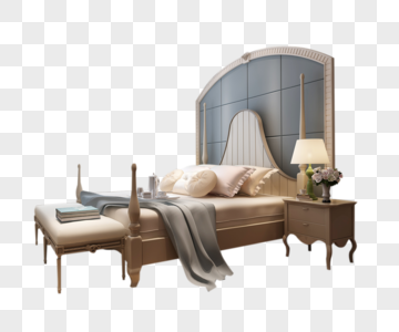 欧式新古典卧室床高清图片