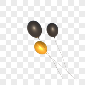 C4D立体黑金风漂浮装饰气球图片