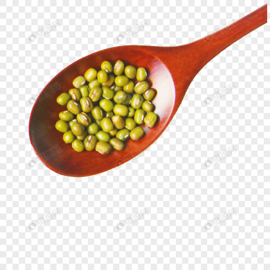 勺子里的绿豆图片