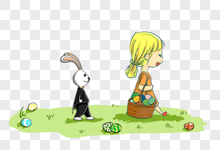 复活节女孩和兔子先生图片