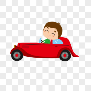 男孩红色小汽车高清图片