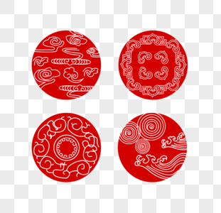 中国古代纹样红色矢量素材图片