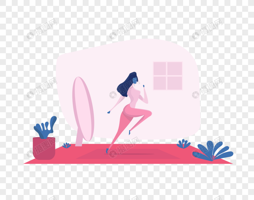女生在家练瑜伽图片