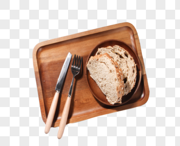 木质托盘上的面包图片