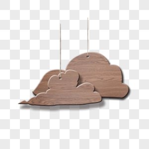 木板木纹材质云朵吊饰元素图片