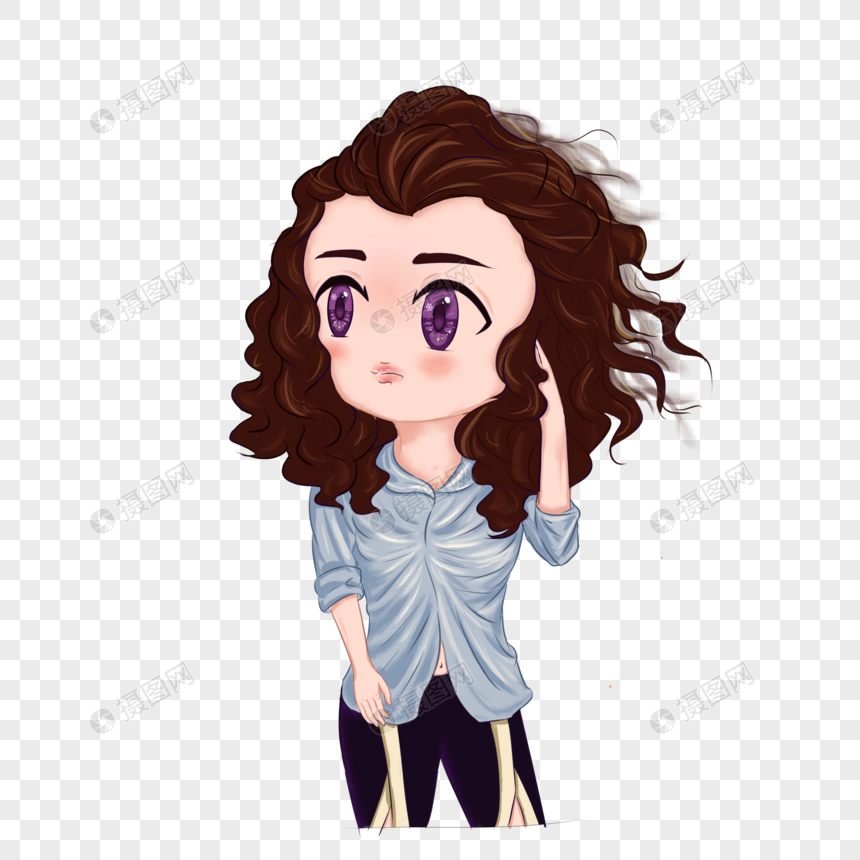 q版卷发美女