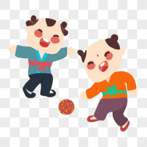 寒食节玩蹴球的两个小男孩高清图片