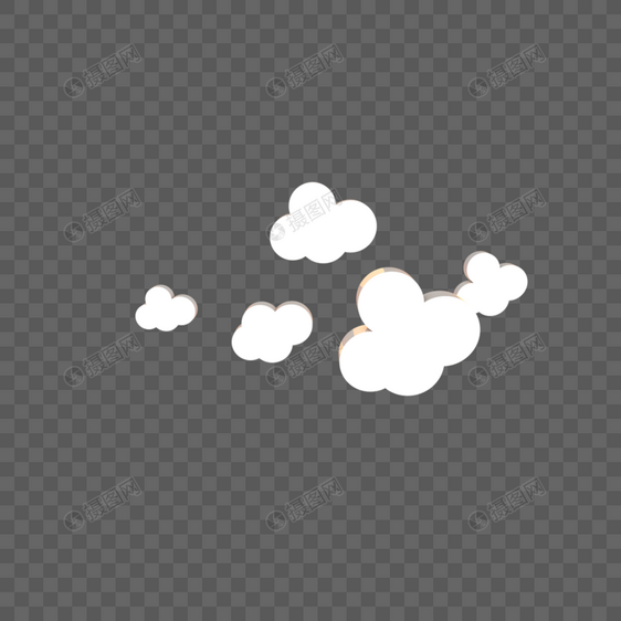 C4D立体扁平风卡通装饰白云图片