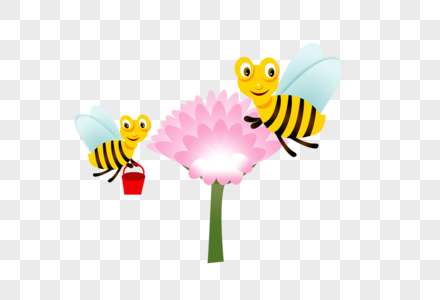 手绘采蜜的小蜜蜂图片