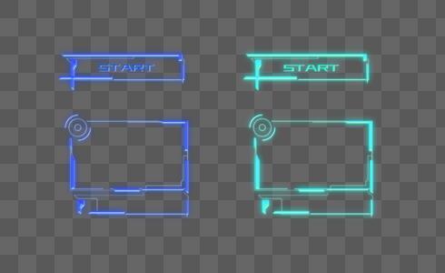 科技风开始按钮边框元素高清图片