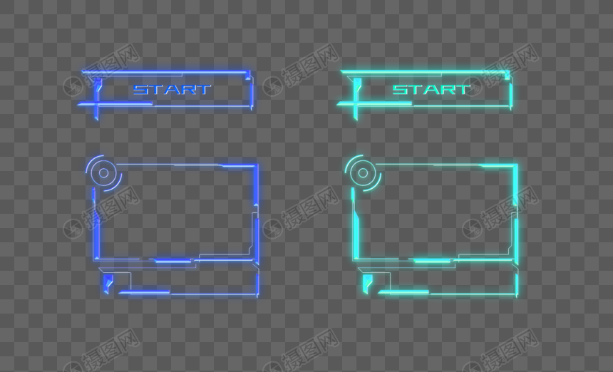 科技风开始按钮边框元素图片
