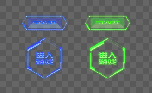 水晶科技风按钮边框元素高清图片